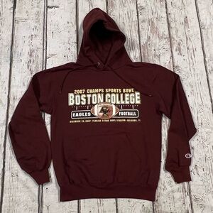 Boston College University Eagles 2007 Champs Bowl Hoodie Champion Sweatshirt